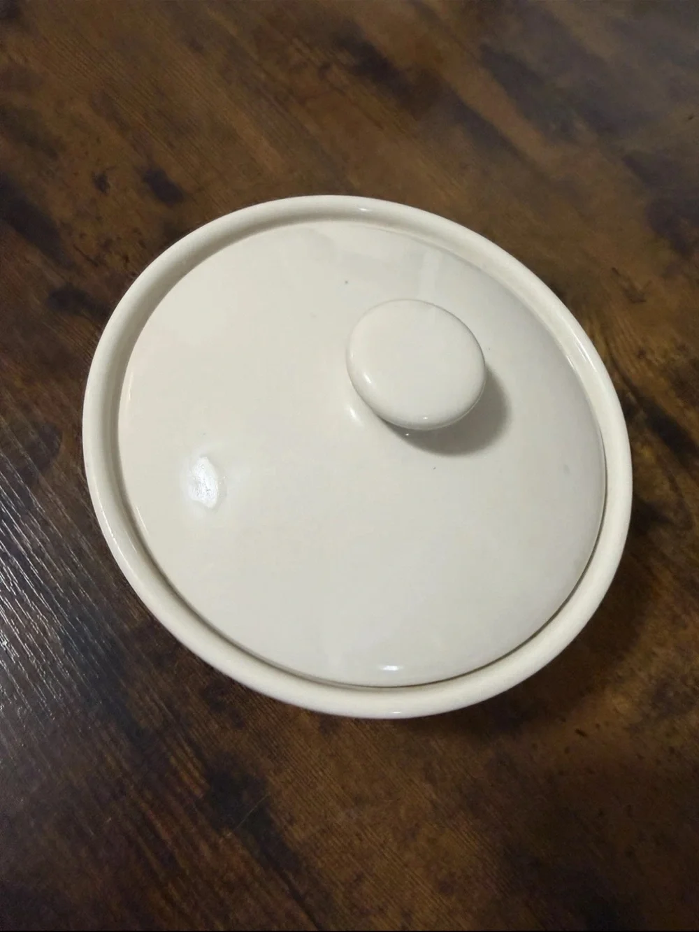 Longaberger Cream Ceramic Lid with Maroon Logo